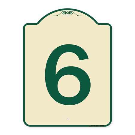 Signmission Designer Series Sign W/ Number 6, Tan & Green Heavy-Gauge Aluminum Sign, 24" x 18", TG-1824-22893 A-DES-TG-1824-22893